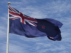 Large flagpole, showing structured truck (New Zealand)