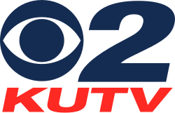 The CBS eye in navy blue next to a navy blue italicized sans serif 2, with the word "KUTV" italicized in red beneath