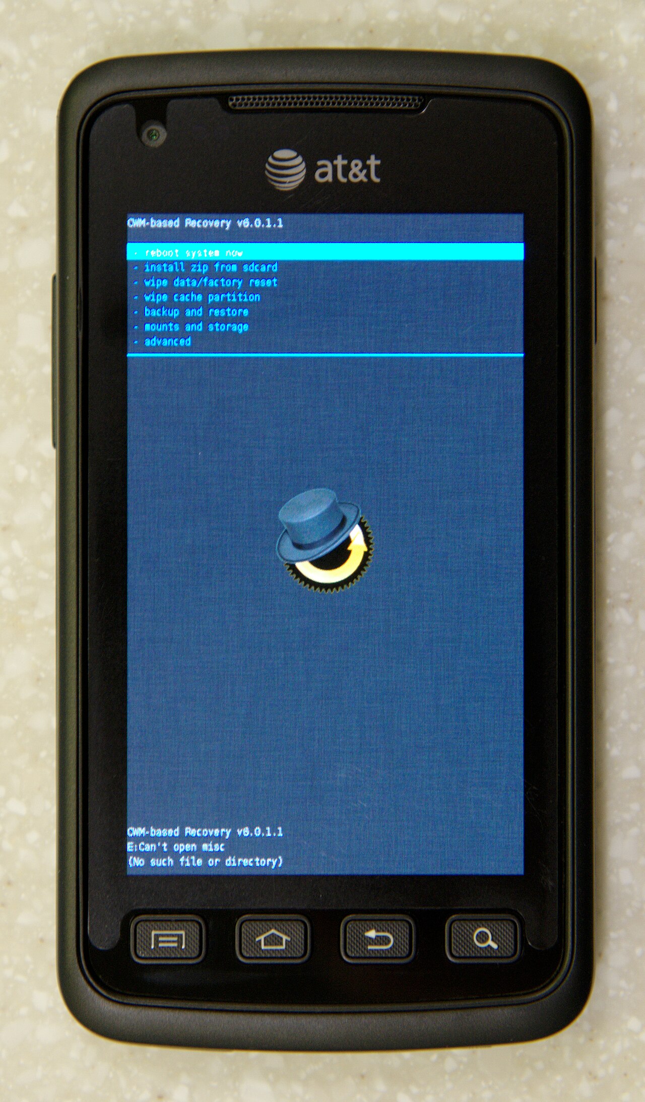 Samsung Rugby Smart ClockworkMod Recovery main menu.jpeg