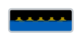 A USB 3.0 Standard‑A plug: a metal shell, 12 by 4 millimeters, with a plastic insulator body occupying the lower half of the space inside the shell. It is distinct from the earlier version only in that it has five additional contacts deep inside and that the insulator is either blue (Pantone 300 C) for USB 5Gbps, or teal blue for USB 10Gbps.