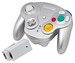 Silver WaveBird Wireless Controller and its receiver
