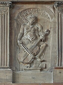 Viol player in the Honfleur Église Sainte-Catherine, c. 1550-1600