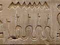 The hieroglyph for Apophis name showing a serpent stabbed with five knives, Temple of Edfu, Ptolemaic period