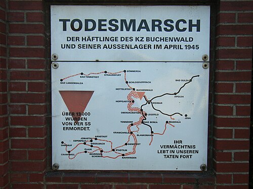 Buchenwald death march route historical information signage