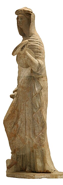 Woman wearing the fold of her peplos over her head, second century BC