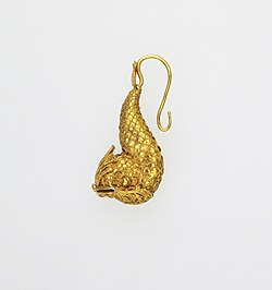 Earring in the form of a dolphin; 5th century BC; gold; 2.1 × 1.4 × 4.9 cm; Metropolitan Museum of Art