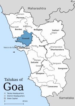 Location of Tiswadi in North Goa, Goa