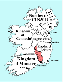 A map of Ireland showing Osraige circa 900.