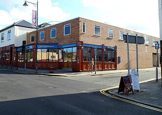 The Malcolm Uphill pub, opened in 2011 on the corner of Cardiff Road and Clive Street in the centre of Caerphilly