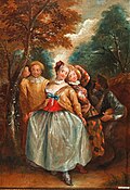 Pierrot, Columbine, and Harlequin (painting by Pierre-Antoine Quillard, c. 1733)