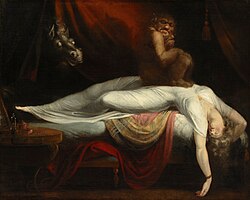 John Henry Fuseli, The Nightmare (1781), oil on canvas, 101.6 cm × 127 cm., Detroit Institute of Arts
