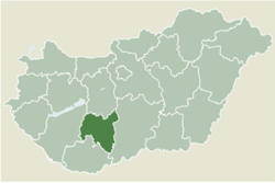 Location of Tolna county in Hungary