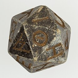 Twenty-sided serpentinite die from Ptolemaic Egypt[14]