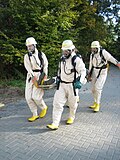 Level B/type 2 suit. SCBA is outside