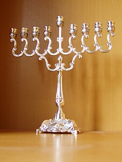 A silver hanukkiah