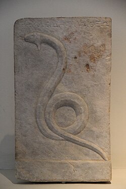 Zeus Meilichios as a snake, on a 4th-century BC votive relief from Piraeus