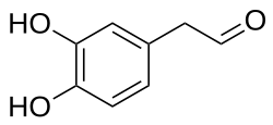 Kekulé, skeletal formula of 3,4-dihydroxyphenylacetaldehyde