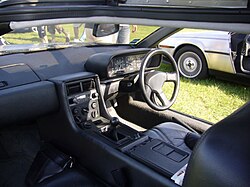 Interior of a right-hand-drive DeLorean