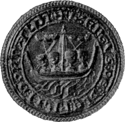 Black and white photo of a mediaeval seal