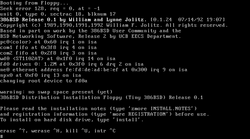 Black and white 386BSD installer screenshot
