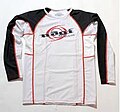 A long-sleeved rash guard