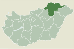 Location of Borsod-Abaúj-Zemplén county in Hungary