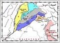 A map of the Punjab region c. 1947 showing the different doabs.