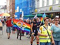 Double-Venus rainbow flags at Oldenburg Dyke March, Germany, 2018
