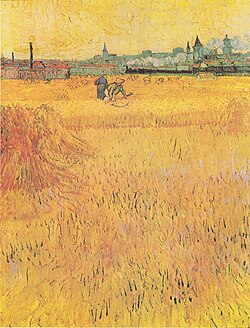 Arles: View from the Wheat Fields (Wheat Field with Sheaves and Arles in the Background), June 1888, Musée Rodin, Paris, France (F545)