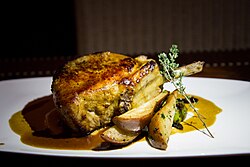 Pork chop with roasted pears
