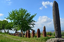 Standing stones at the ruins of the Metsamor site near Taronik