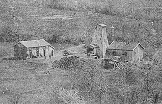 Surface infrastructure of a mine shaft in the start of 20th century.
