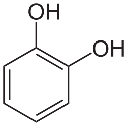 Chemical diagram of a catechol structure.