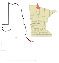 Location of Baudette within Lake of the Woods County and state of Minnesota