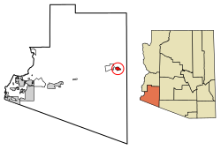 Location of Aztec in Yuma County, Arizona.