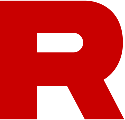 A red 'R' in sans-serif font