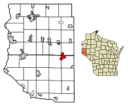 Location of Spring Valley in Pierce County and St. Croix County, Wisconsin.