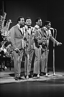 Four Tops performing in 1968. From left: Levi Stubbs, Renaldo "Obie" Benson, Abdul "Duke" Fakir, and Lawrence Payton