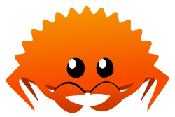 A bright orange crab icon
