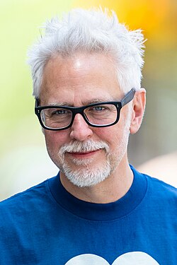 Picture of James Gunn smiling on the set of the 2025 film Superman in June 2024 in Atlanta, Georgia
