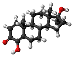Ball-and-stick model of the enestebol molecule