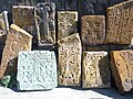 Khachkars along the ruins of the gavit