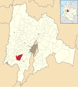 Location of the municipality and town inside Cundinamarca Department of Colombia