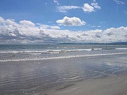 A photograph of a beach.
