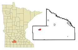 Location of Springfield within Brown County, Minnesota