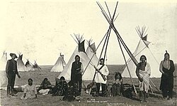 A Cree camp, likely in Montana, photographed c. 1893