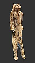 Löwenmensch figurine, from Hohlenstein-Stadel, Germany, now in Ulmer Museum, Ulm, Germany, possibly the oldest undisputed statuette. Aurignacian era, 40,000 BC – 35,000 BC
