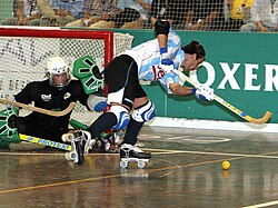 Roller hockey action photo