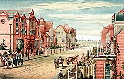 School of Art, Stores and Tabard Inn by Thomas Erat Harrison, 1882