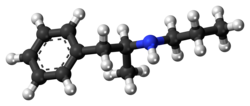 Ball-and-stick model of the propylamphetamine molecule